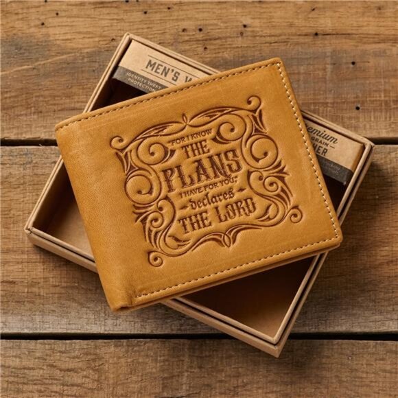 Genuine Leather RFID Wallet for MenI Know The Plans Jeremiah 29:11 Quality